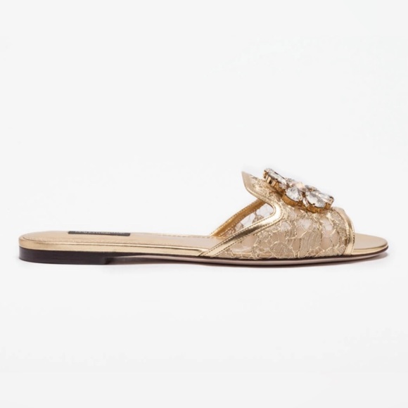 DOLCE & GABBANA 🍋 Leather Sandals with Gold Lace. Size EU 41. - Picture 12 of 13